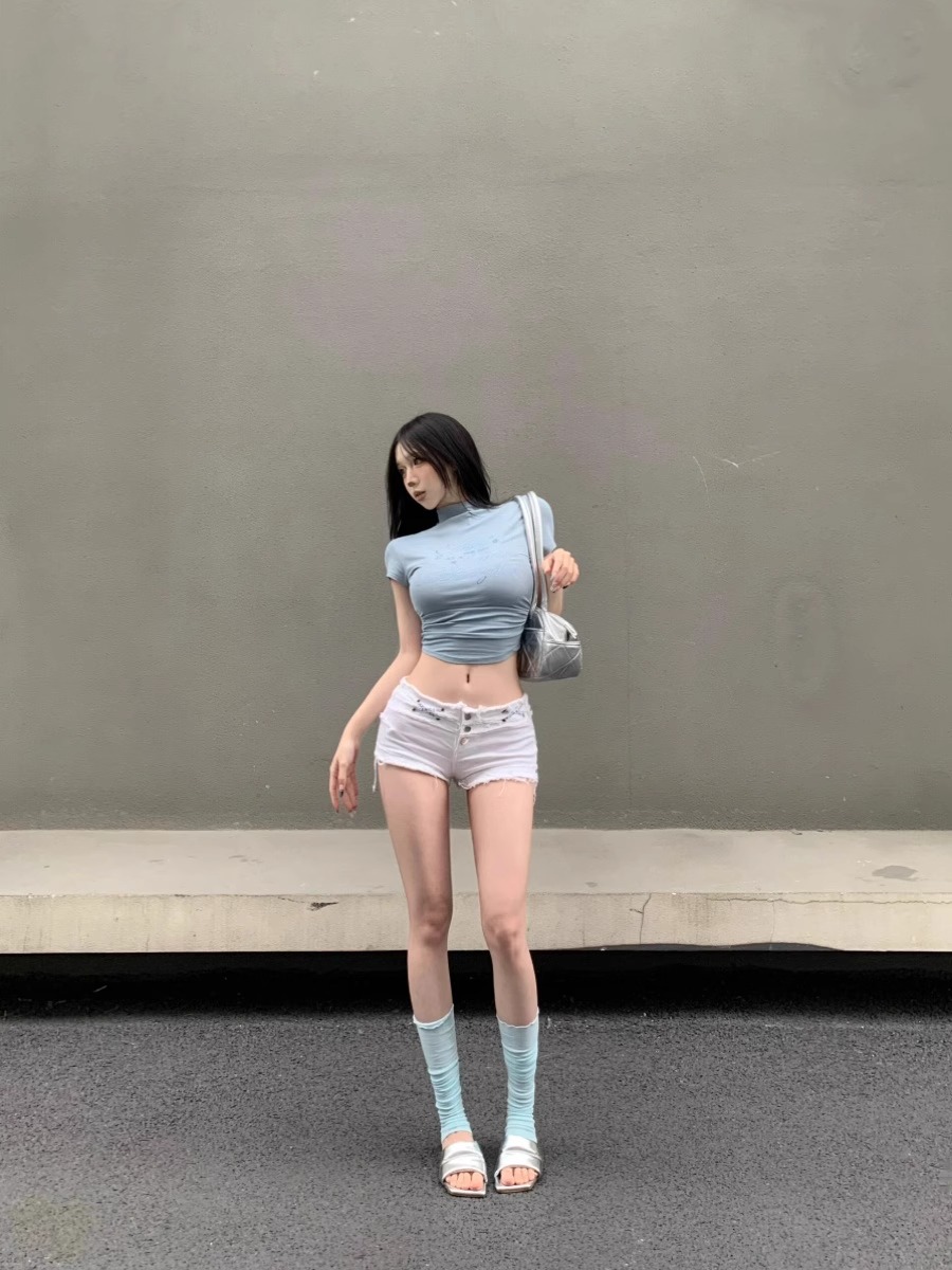 아메리칸 Y2K 밀레니엄 스파이시 로우 웨이스트 프레이 - Shorts Denim Frayed 리뷰 및 가격